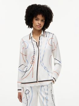 Regular Fit Rope Print Gold-Tone Button Shirt