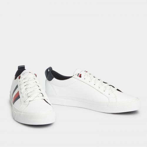 tommy hilfiger flag detail leather trainer