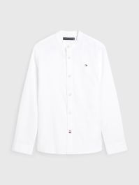 Cotton Linen Collarless Shirt