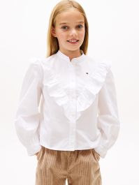 White Ruffle Balloon Sleeve Shirt | Tommy Hilfiger
