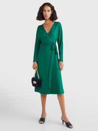 JACQUARD WRAP MIDI DRESS