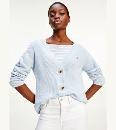 cotton v neck cardigan