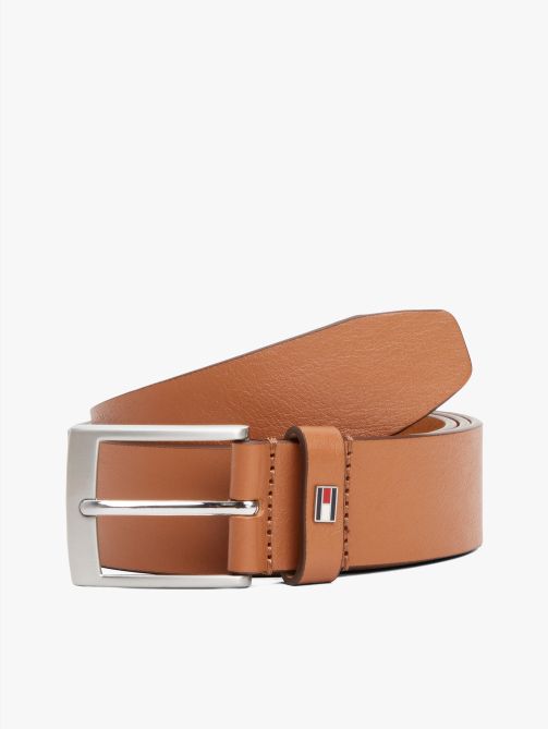 Enamel Flag Square Buckle Leather Belt