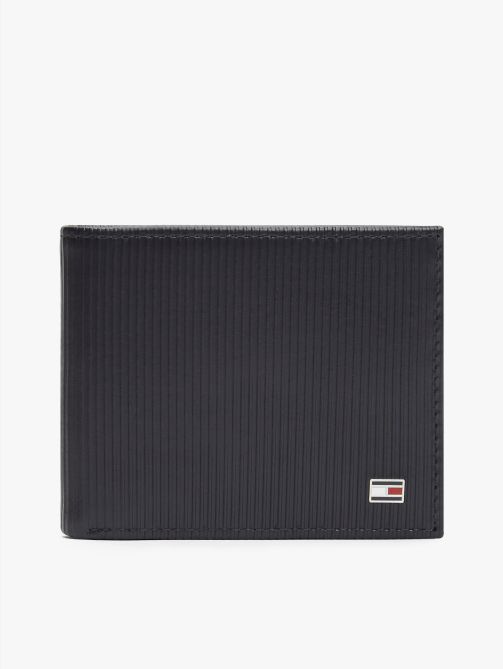 محفظة بطاقات جلدية ثنائية الطي مزينة بعلم هيلفيغر