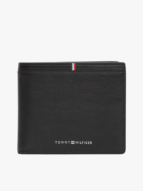 محفظة جلدية ثنائية الطي مزينة بالشعار