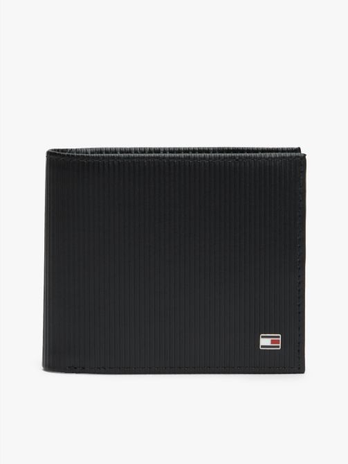 محفظة جلدية ثنائية الطي من نسيج مضلع مزينة بعلم الشعار