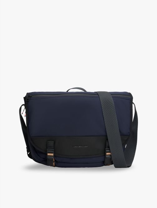 Textile Logo Flap Messenger Bag