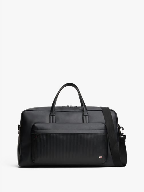 حقيبة قماشية بنسيج مضلع بجيب مزينة بعلم هيلفيغر