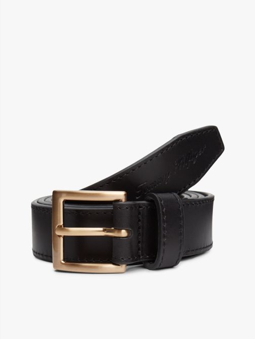 Logo Square Buckle Leather Belt