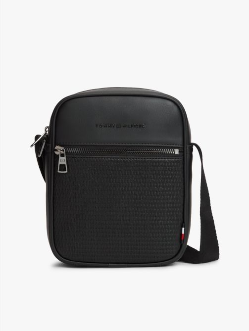 Woven Panel Crossbody Reporter Bag