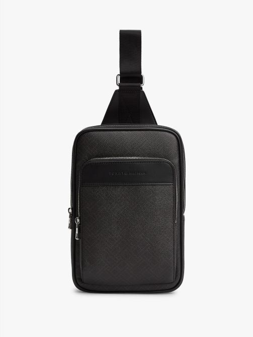 حقيبة كروس بودي بحزام كتف واحد بنسيج مختلط مزينة بعلم هيلفيغر