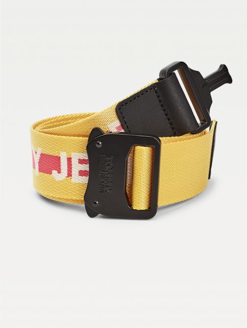 tommy jeans webbing belt yellow