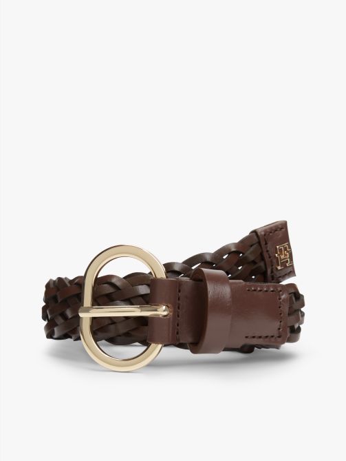 Chic Oval Buckle Braided Leather Belt