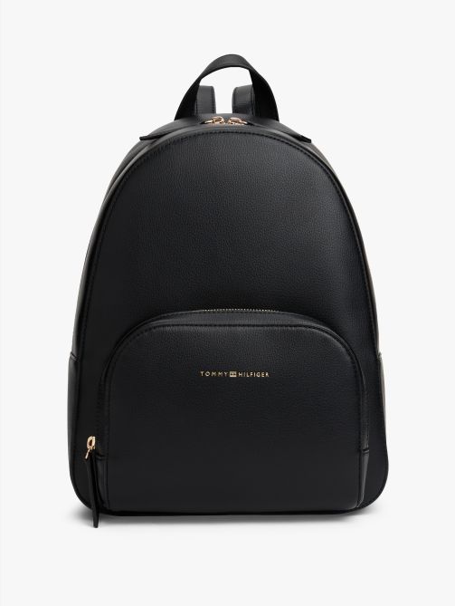 Metallic Logo Pebble Grain Backpack