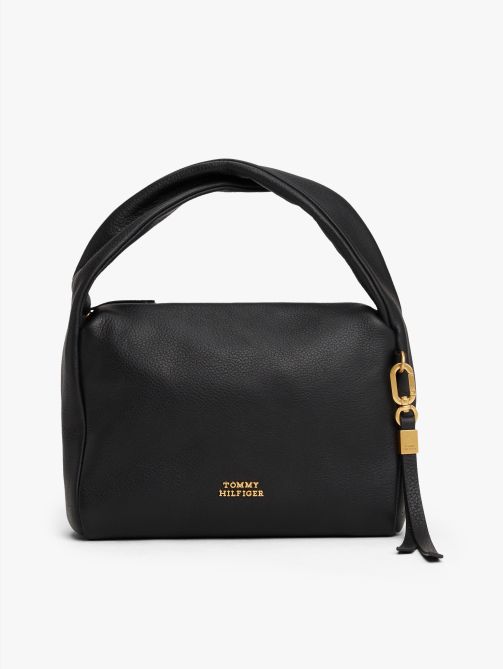 حقيبة جلدية بمقبض ملتف