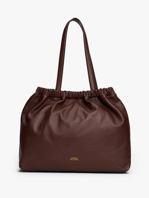 Soft Leather Logo Plaque Tote Bag