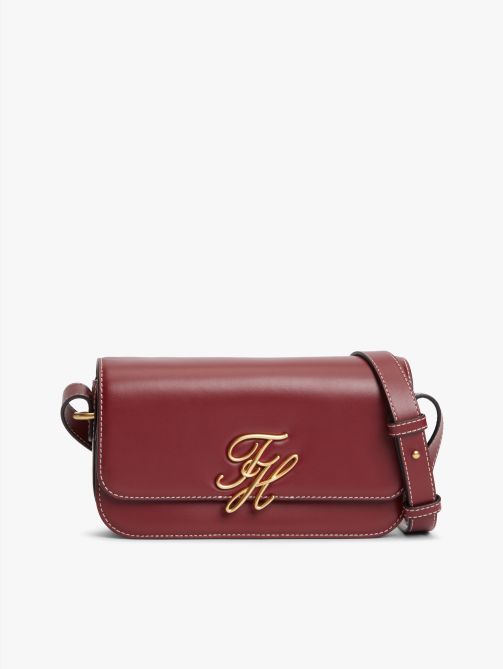 Leather Flap Logo Plaque Crossbody Bag