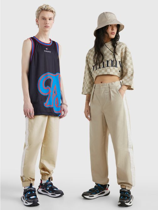 Dual Gender Tapered Logo Tape Chinos