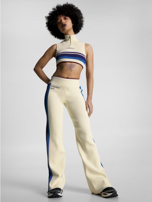 Stripe Half-Zip Knitted Racer Top