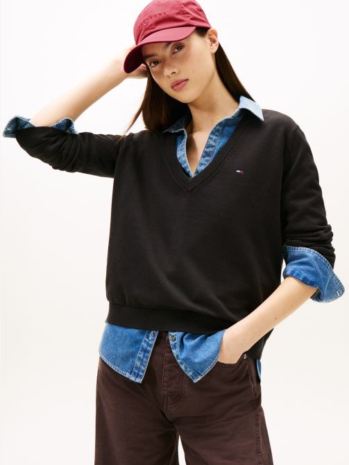 Flag Embroidery V-Neck Jumper