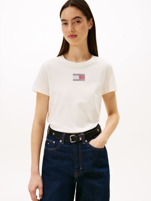 Diamanté Flag Crew Neck T-Shirt