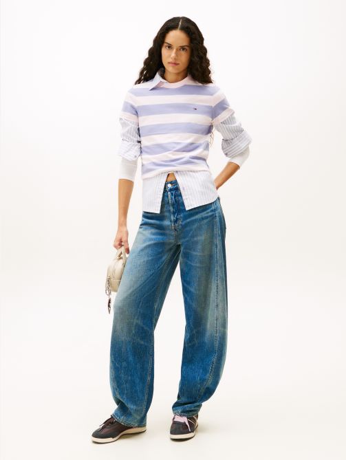Mid Rise Wide Barrel Leg Jeans