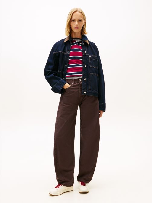 بنطلون بخصر متوسط الإرتفاع وساق واسعة