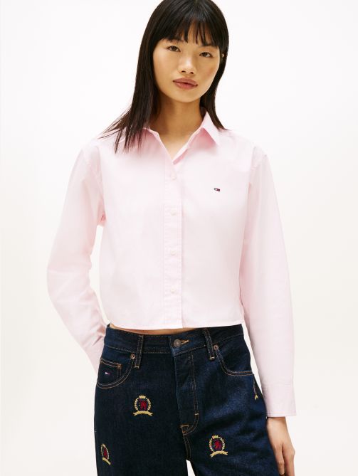 Relaxed Fit Cropped Poplin Shirt