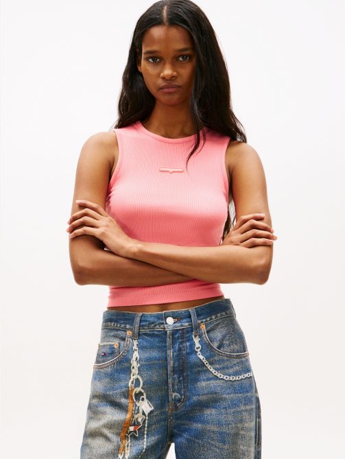 Logo Slim Ribbed Tank Top