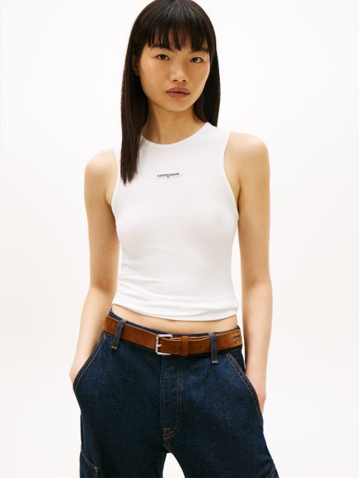 Logo Slim Ribbed Tank Top