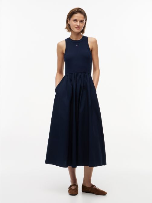 Slim Sleeveless Poplin Maxi Dress