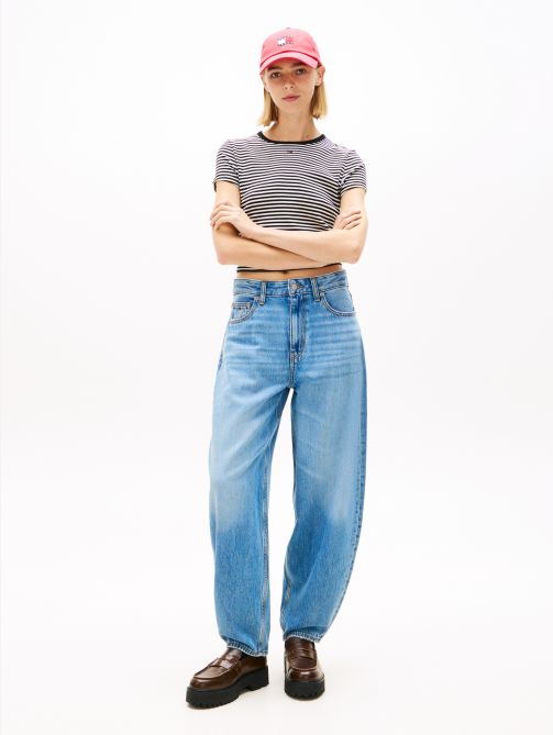 Whiskered Balloon Tapered Leg Jeans