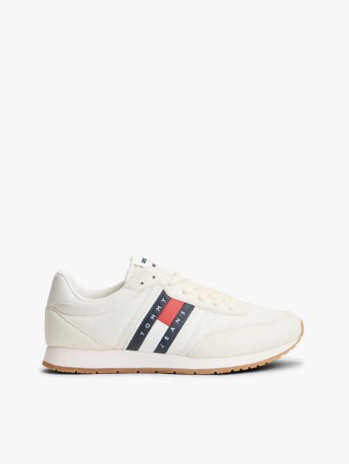Logo Mixed Texture Trainers