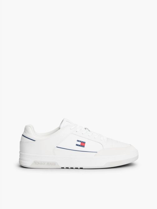 Leather Mixed Texture Basketball Trainers