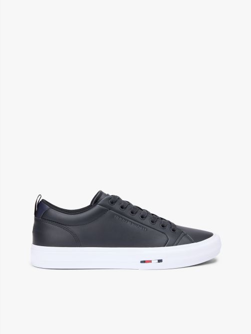 Contrast Midsole Debossed Leather Trainers