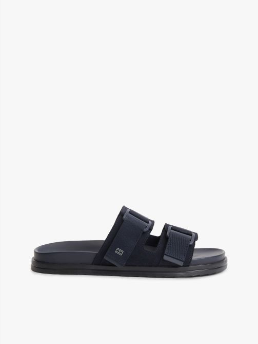 Webbing Strap Buckle Suede Sandals