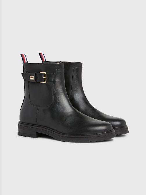 Essential Belt Detail Leather Ankle Boots