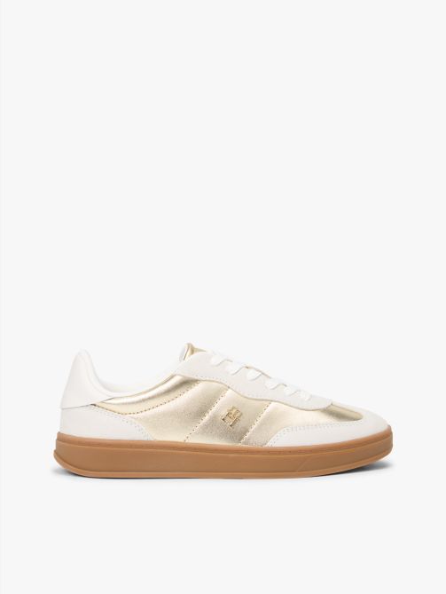 TH Monogram Metallic Leather Trainers