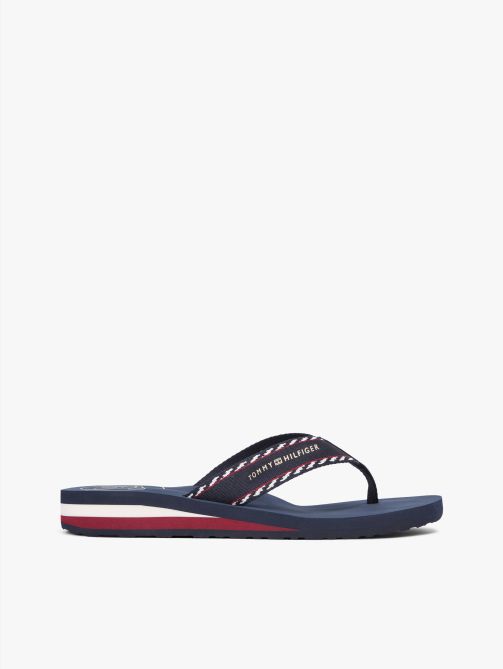 Jacquard Webbing Strap Wedge Flip-Flops