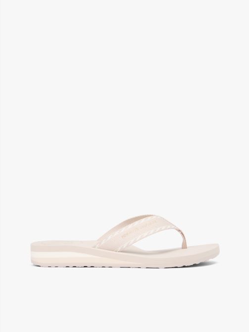 Jacquard Webbing Strap Wedge Flip-Flops