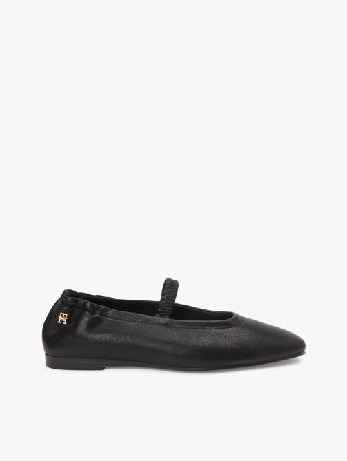 Leather Elasticated Strap Ballerinas