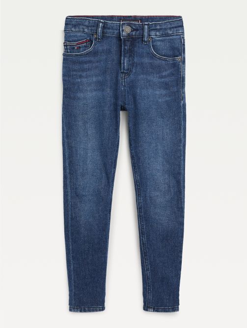 بنطلون جينز سكيني بأجزاء باهتة