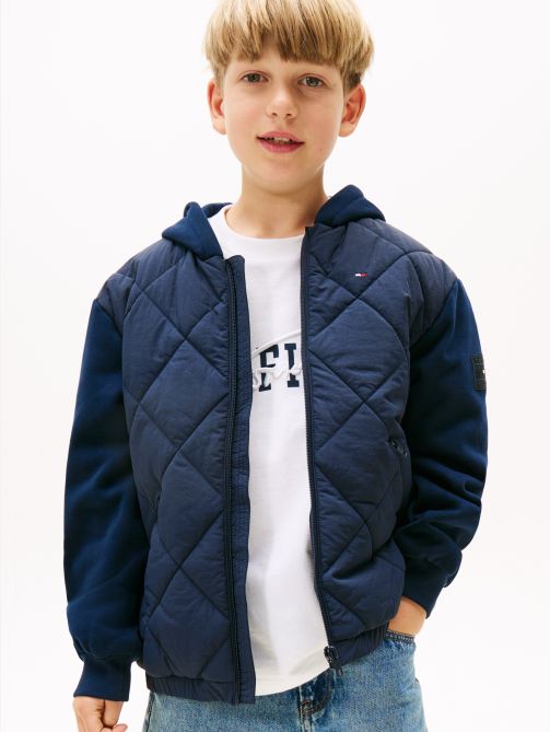 Quilted Hooded Relaxed Bomber Jacket