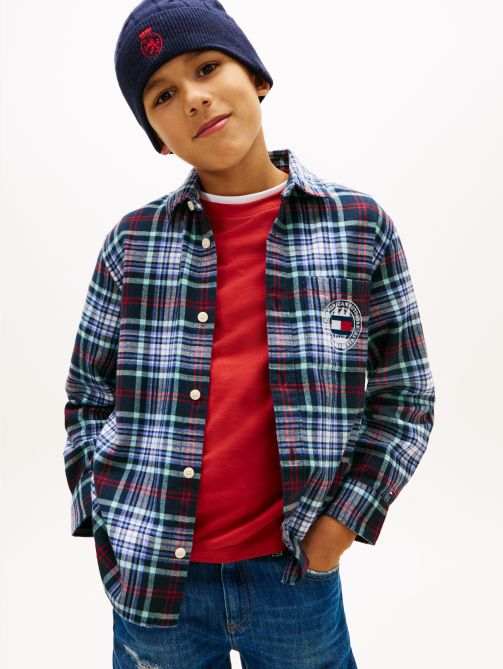 Regular Fit Logo Embroidery Check Shirt