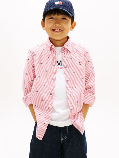 Regular Fit Flag Print Stripe Shirt