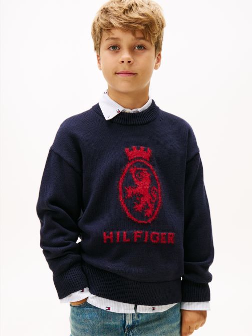 TH Crest Intarsia Crew Neck Jumper