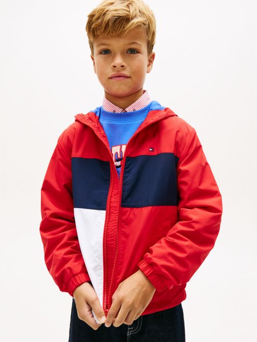 Colour-Blocked Flag Hooded Jacket