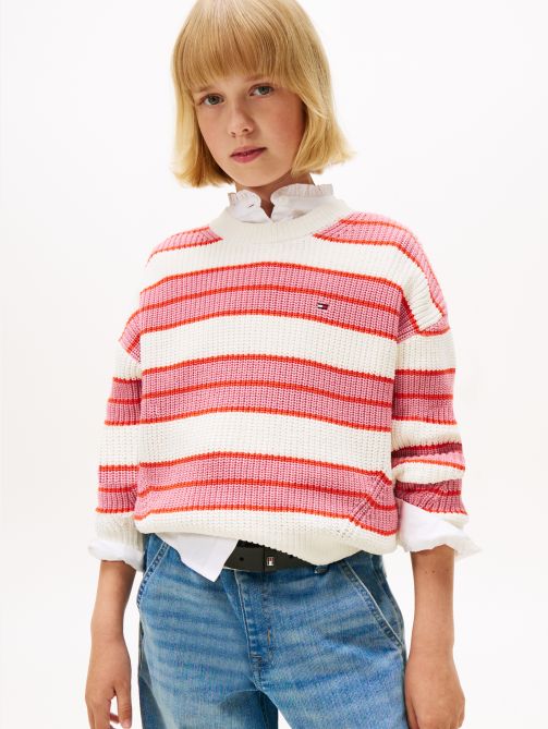 Chenille Relaxed Stripe Crew Neck Jumper