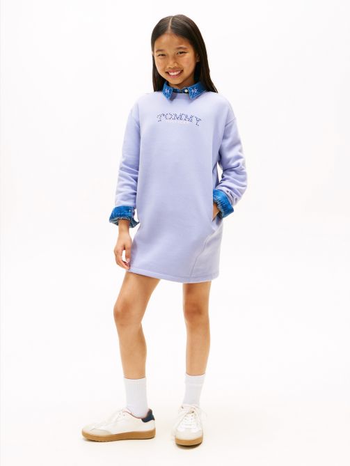 فستان سويت شيرت مريح مزين بشعار مزهر