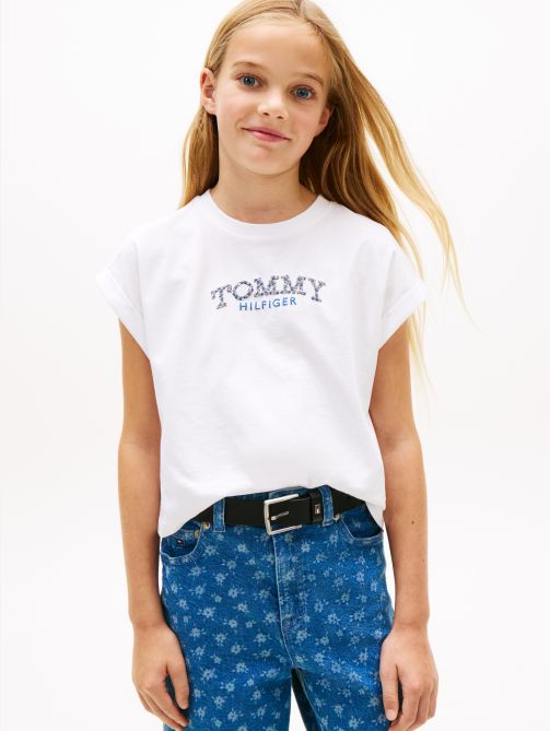 Floral Logo Relaxed Crew Neck T-Shirt